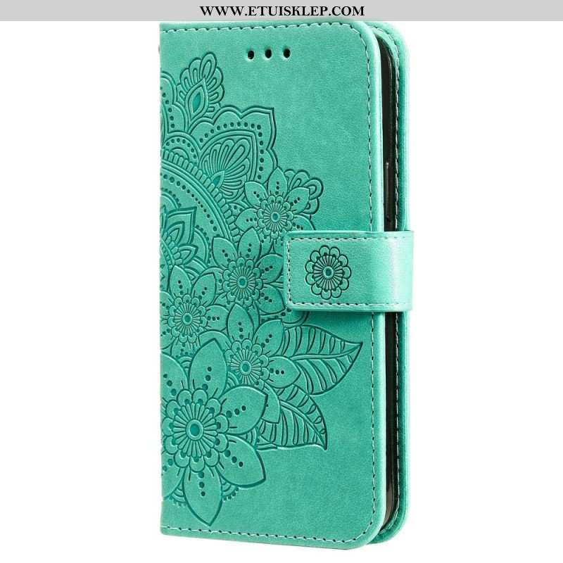 Etui Folio do Xiaomi Redmi Note 12 5G z Łańcuch Mandala Kwiatowa Na Pasku